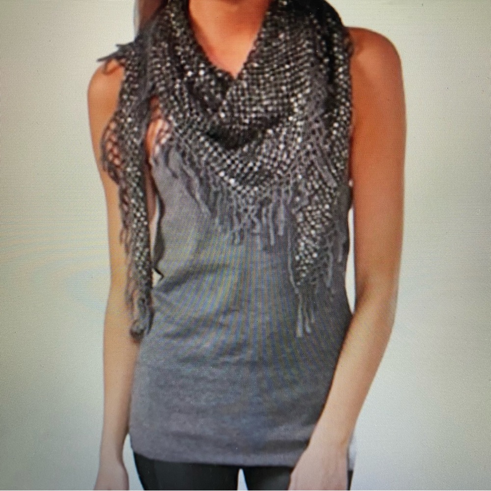 Alice & Olivia Crochet Sequin Scarf Tank size m